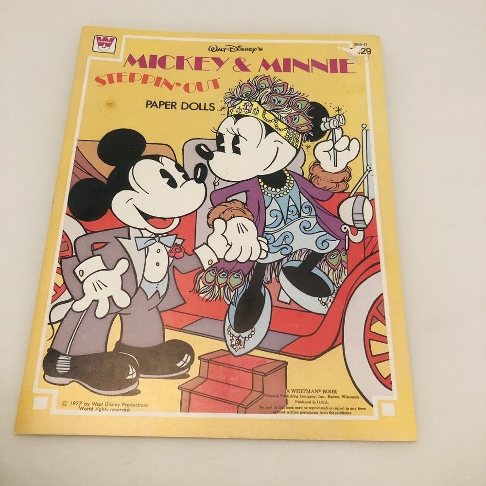 Vintage 1977 Whitman Disney Mickey And Minnie Steppin Out Paper Dolls Uncut